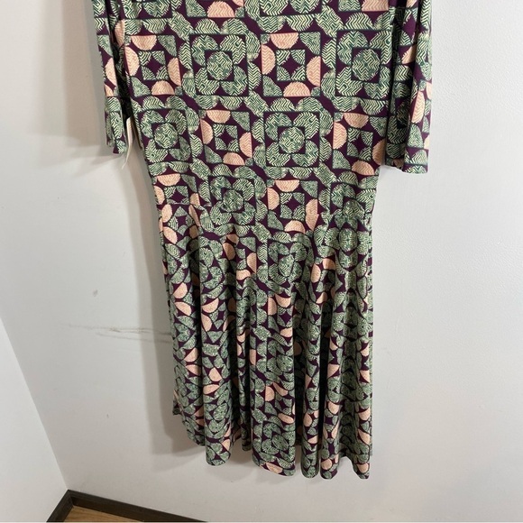 Lularoe Dress Green Pink Abstract Dress NEW XL Short Sleeve Midi - Picture 9 of 10